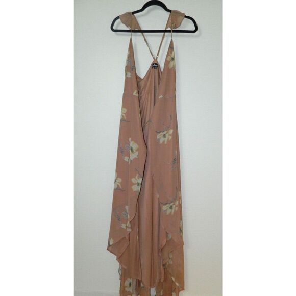 Lulu’s Dress All Mine Rusty Rose Pink Floral Print High-Low Wrap Maxi Medium - Picture 5 of 10